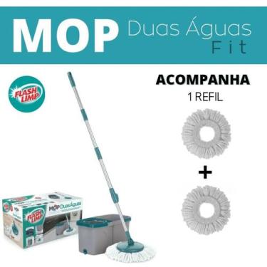 Imagem de Mop Giratório Duas Águas Fit Cesto Inox Flash Limp Original - FlashLim