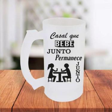 Imagem de Canecas D Chopp Jateada Personalizada Casal Que Bebe Junto Permanece J