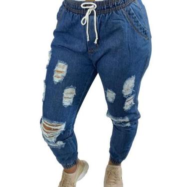 Imagem de Calça Feminina Jogger Jeans Cintura Alta Blogueira C35 - Fanáticos Por