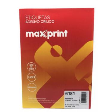 Imagem de Etiqueta 6181 Ink/Las 25,4X101,6Mm 100Fls Maxprint