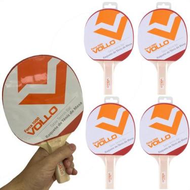 Imagem de 4 Raquetes Tênis Mesa Ping Pong Force 1000 VT601 Vollo Preto e Vermelh