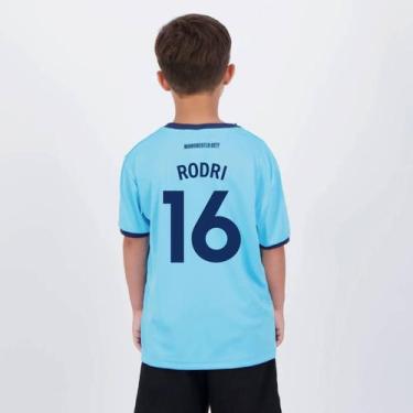 Imagem de Camisa Manchester City Rodri 16 Maine Infantil Azul - Braziline, 14 AN
