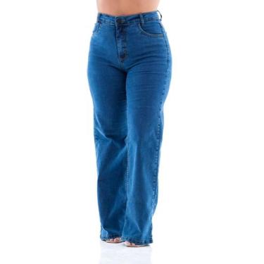 Imagem de Calça Jeans Feminina Arauto Wide Leg Comfy - ARAUTO JEANS, Azul médio,