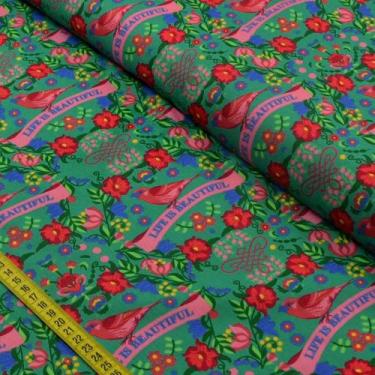 Imagem de Tecido Estampado para Patchwork - Coleção Renata Blanco Floral com Pás