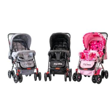 Imagem de Carrinho De Bebê Passeio Vira Berço Com Alça Reversível Menino Menina 