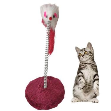 Imagem de Arranhador Gato Ratinho Guizo Mola Pet Brinquedo Interativo Felino Ani