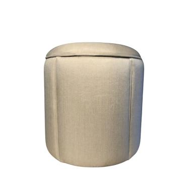 Imagem de Puff Redondo Baú Não é Segredo Debrum Linho Bege 40x45 NS0608