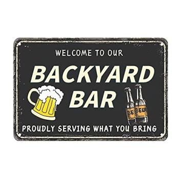 Imagem de Placas divertidas para quintal e decoração de piscinas ao ar livre, placas de bar, placa de cerveja, decoração de cocô, boas-vindas ao nosso bar de quintal