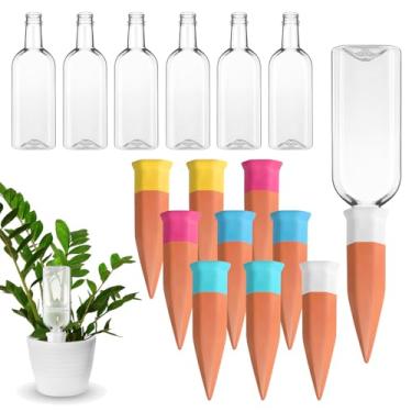 Imagem de Ziliny Os dispositivos de irrigação de plantas incluem pontas de irrigação de terracota, garrafas de plástico de 500 ml, irrigador automático de plantas, garrafa de vinho transparente, pontas