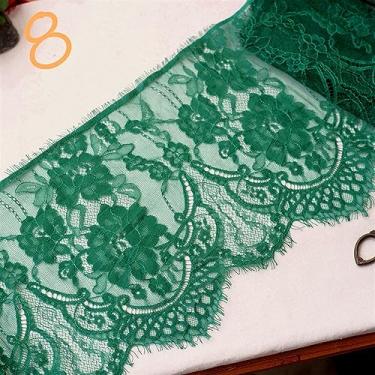 Imagem de Tecido 3 metros preço renda francesa chantilly floral bordado acabamento de renda com cílios recortados vestido de renda DIY costura renda para costura (cor 8)