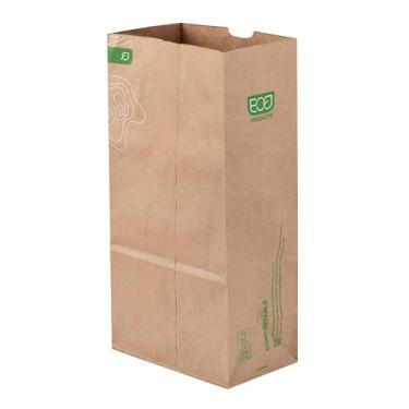 Imagem de Eco-Products Saco de papel renovável e compostável nº 20, caixa com 400, grande, saco Kraft marrom, 40 cm x 35 cm, FSC reciclado 100% SA-COC-013255