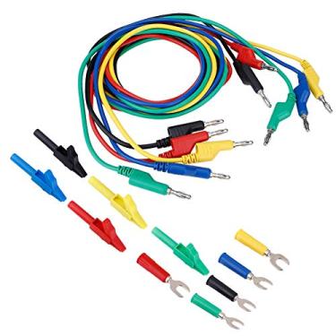 Imagem de KIT DE BANANA PLUG CABO DE TESTE COM CLIPES DE CROCODILO SONDA TIPO U PARA MULTÍMETRO (P1036A)