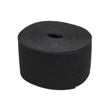 Imagem de Faixa elástica plana de 10 metros para costura, roupas, calças, acessórios, cinto elástico, vestuário, tecido de costura DIY (preto, 2" (50 mm) x 10 metros)