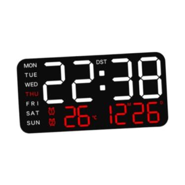 Imagem de FLCPJGV Despertador digital relógios elétricos duas configurações de alarme led relógios parede para o quarto desktop casa festival sala estar, White W Red Light