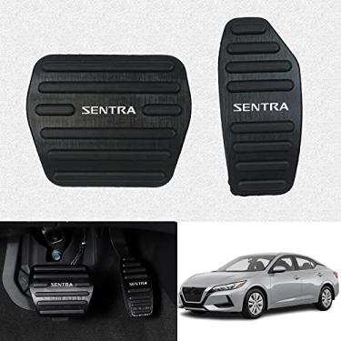 Imagem de Kakash Acessórios interiores personalizados para Nissan Sentra 2020 2021 2022 liga de alumínio capas de pedal acelerador a gás, antiderrapante sem perfuração pastilhas de pedal de freio 2