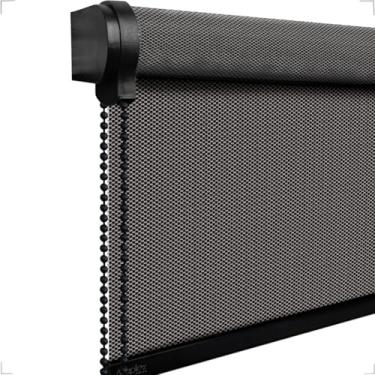 Imagem de Cortina Persiana Rolô Tela Solar 3% (SEM BANDÔ) 1,70(lar) X 1,40(alt) (Grafite - Acabamento Preto)
