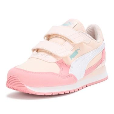 Imagem de PUMA Tênis infantil unissex St Runner Hook and Loop, Peônia-puma branca, 11.5 Little Kid