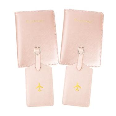 Imagem de Porta-passaporte, carteira para passaporte e cartão de vacina, capa para passaporte, Rosa, 2 peças