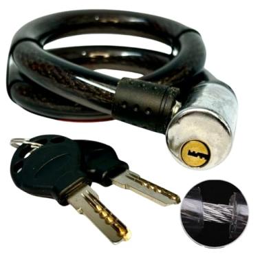 Imagem de Cadeado Antifurto Flexível 70cm Para Motos Bikes Portão Estepe com 2 Chaves Cadeado Antifurto