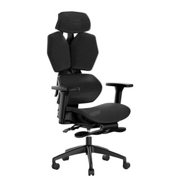 Imagem de G-PACK PRO Cadeira de escritório de malha – Cadeira de escritório ergonômica com suporte lombar ajustável de 4 níveis, apoio de cabeça, apoio de braço 3D e apoio para os pés – comporta até 131 kg