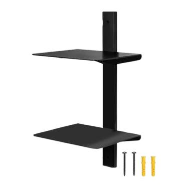 Imagem de YWJLQH Estante flutuante invisível, estante de parede, prateleira decorativa de metal flutuante, expositor para cozinha, decoração de casa, Preto