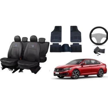 Imagem de Kit Capa de Couro Jetta 20-23 + Tapete para Carro + Capa de Volante Co