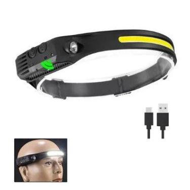 Imagem de Lanterna led cob de cabeça com sensor de visão geral - bazar do saara