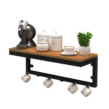 Imagem de Prateleira Suspensa Multiuso Cantinho Do Café Em Aço Com Mdf  - Mobigu