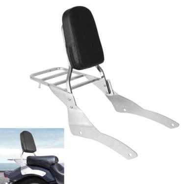 Imagem de DSISIMO Cromado encosto de passageiro Sissy Bar com bagageiro e almofada de encosto compatível com Yamaha Vstar 400 650 Dragstar 400 650 Classic 1998-2014