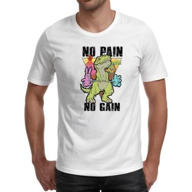 Imagem de Camiseta Unissex Dinossauro No Pain No Gain - Alearts, P