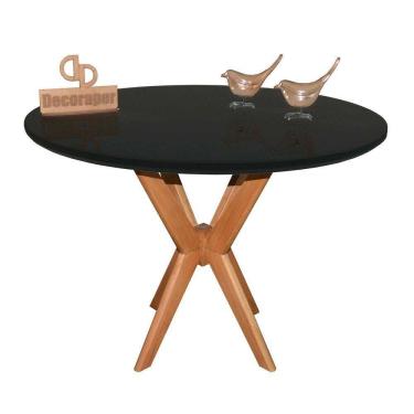Imagem de Mesa Jantar Pandora Tampo Redondo Laca Com Vidro 120cm Preto