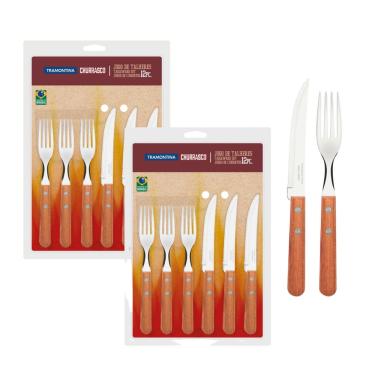 Imagem de Faqueiro Kit Churrasco Inox com Cabo de Madeira 24 peças Tramontina