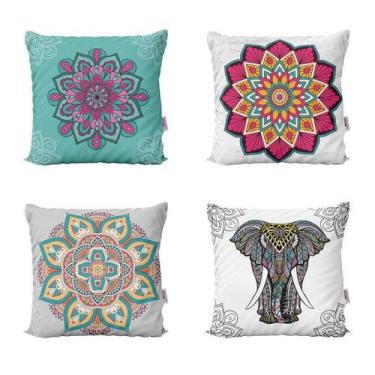 Imagem de Almofadas Decorativas Mandalas Elefante Coloridas Para Sofá 40x40 - No