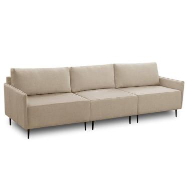 Imagem de Sofá 3 Lugares Para Sala Living 280cm Yves F04 Linho Tramado Creme - Lyam Decor