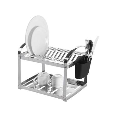 Imagem de Escorredor De Louça Aço Inox 12 Pratos + Porta Talher Brinox