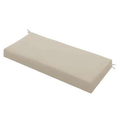 Imagem de Almofada de banco externa impermeável 150 x 45 cm – Almofada de móveis de pátio resistente ao desbotamento com laços para sofá, balanço de varanda ou substituição de banco interno, creme