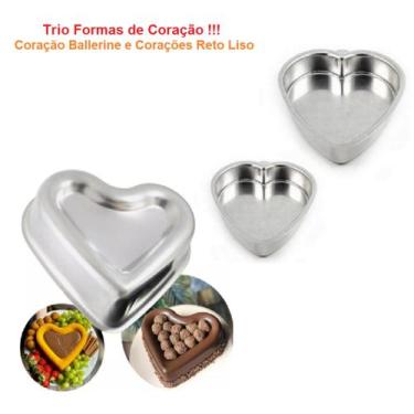 Imagem de Kit Formas Coração 3 pçs, Coração Ballerine 26cm + 2 Coração Reto 26cm
