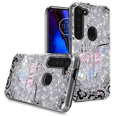 Imagem de CELZEN - Para Motorola Moto G Stylus XT2043, Moto G Power XT2041 (versão 2020) - Capa de telefone com imagem em relevo - AC6 Swan Lace