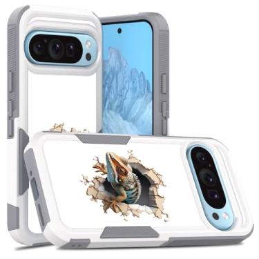Imagem de Candykisscase Para Google Pixel 9, R2D2 Astromech Droid Robot Padrão Absorção de Choque PC Rígido e Silicone Hybrid Dual Layer Armor Defender Capa para Google Pixel 9 Pro (Lagarto Fofo)