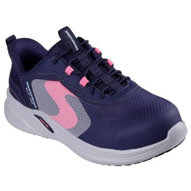 Imagem de Skechers Tênis feminino de renda elástica com mãos livres sem cadarço Carbix Industrial, Nvpk, 35