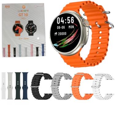 Imagem de Smartwatch Gt10 Redondo Tela Infinita 48mm Batimentos Chamadas 8 Pulseiras