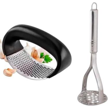 Imagem de Amassador de Batata Profissional Inox e Espremedor de Alho Fácil - Sua