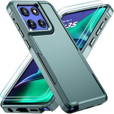 Imagem de PhuLok Capa compatível com Motorola Moto G Stylus 5G 2025 com protetor de tela HD, resistente, resistente, à prova de choque, proteção de grau militar, verde escuro