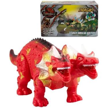 Imagem de Dragão De Brinquedo 2 Cabeças Com Movimento Luzes LEDs e Som - Genéric