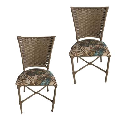 Imagem de 2 Cadeira Vivara Mesa Jantar Estofada Cozinha Fibra Sintética Areia