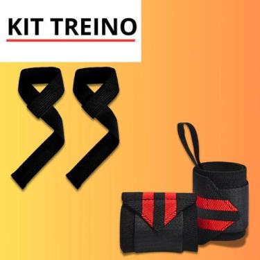 Imagem de Kit Munhequeira Profissional + Tala de Straps 100% Algodão Linha Premi