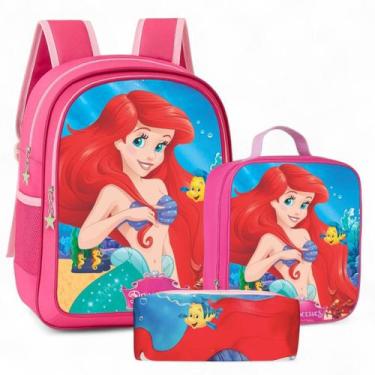 Imagem de Kit Mochila Escolar Menina Juvenil+Estojo+Lancheira Térmica - rdm