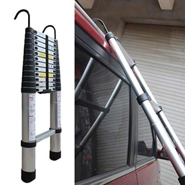 Imagem de Escada de extensão telescópica de alumínio de 2 m/10 pés/4 m/5 m/6 m/7 m, escadas telescópicas com gancho de teto para teto de carro no sótão, carga de estrela de luz de 150 kg
