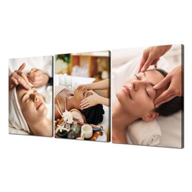 Imagem de Massagem facial arte de parede spa massagem decoração de parede rosto cuidados com a pele imagem impressões em tela relaxamento spa poster moldura casa salão de beleza sala de estar decoração banheiro