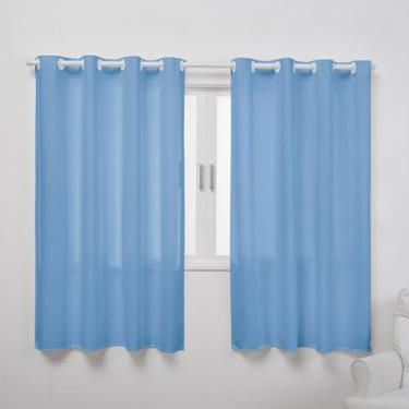 Imagem de Cortina para Varão 2,20m x 1,40m Oxford Sala Quarto Escritório com Ilhós Liso (AZUL BEBE)